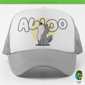 Awoo Wolf Dog Howl Foam Trucker Snapback Cap 2-COLOR GREY WHITE